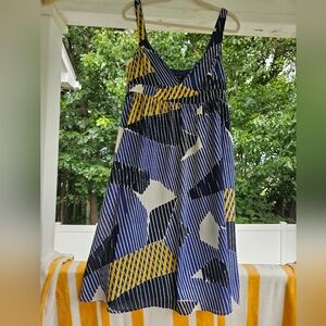NWT Banana Republic Blue and Yellow Strappy Dress 10petite.